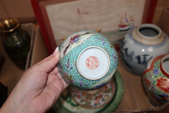 A quantity of assorted Oriental ceramics, carved wood and metalware